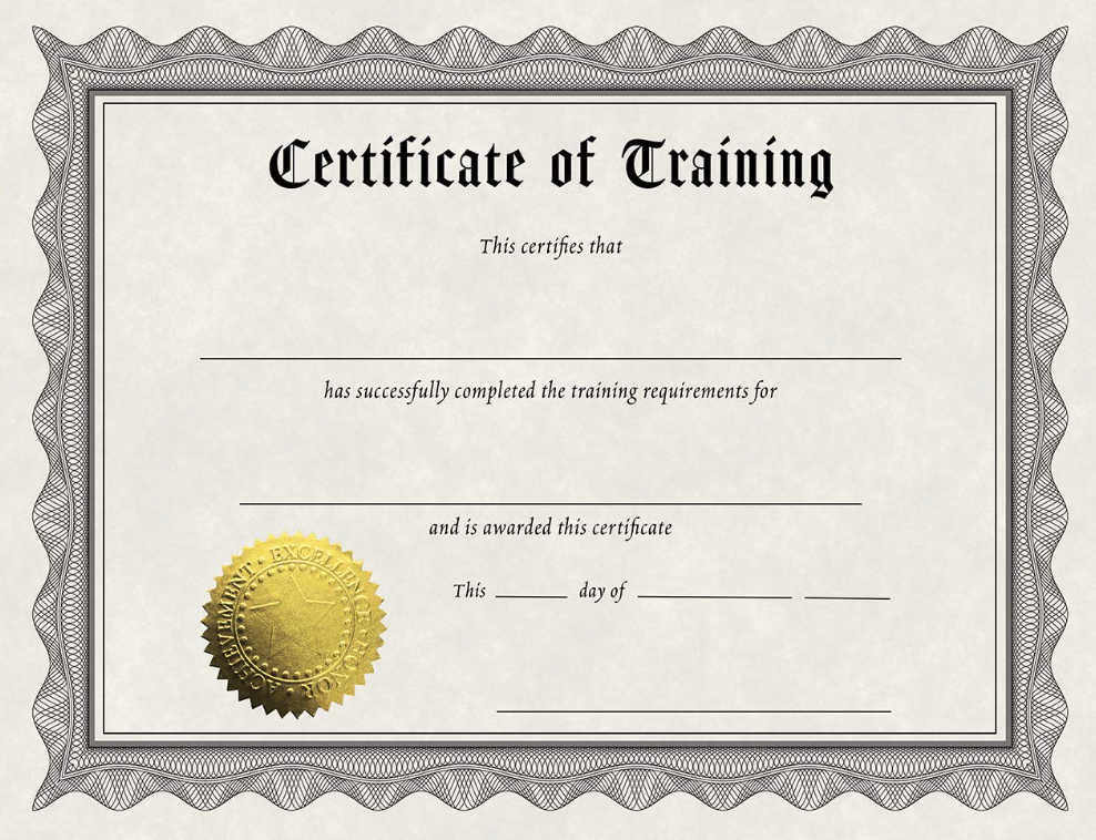 Image of training certificate